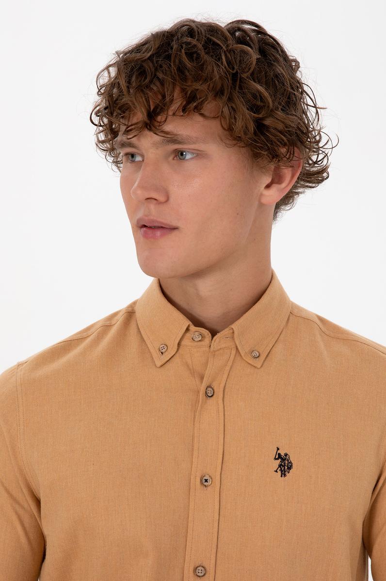 Erkek Camel Uzun Kollu Basic Gömlek