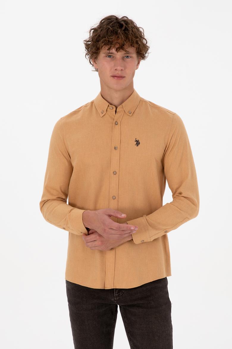 Erkek Camel Uzun Kollu Basic Gömlek