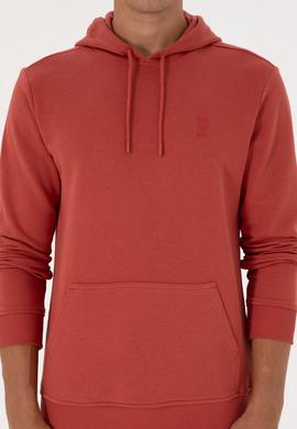 Erkek Regular Fit Kapüşonlu Gül Kurusu Basic Sweatshirt - 50313720078