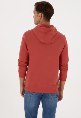 Erkek Regular Fit Kapüşonlu Gül Kurusu Basic Sweatshirt - 50313720078