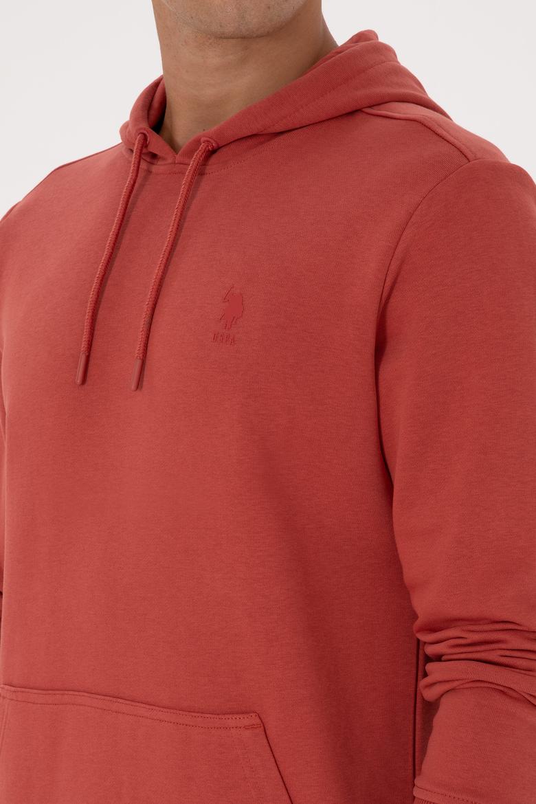 Erkek Regular Fit Kapüşonlu Gül Kurusu Basic Sweatshirt - 50313720078