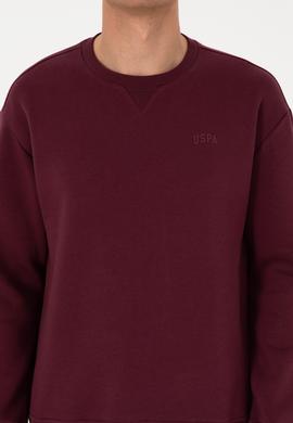 Erkek Comfort Fit Bisiklet Yaka Şardonlu Bordo Basic Sweatshirt - 50313757237
