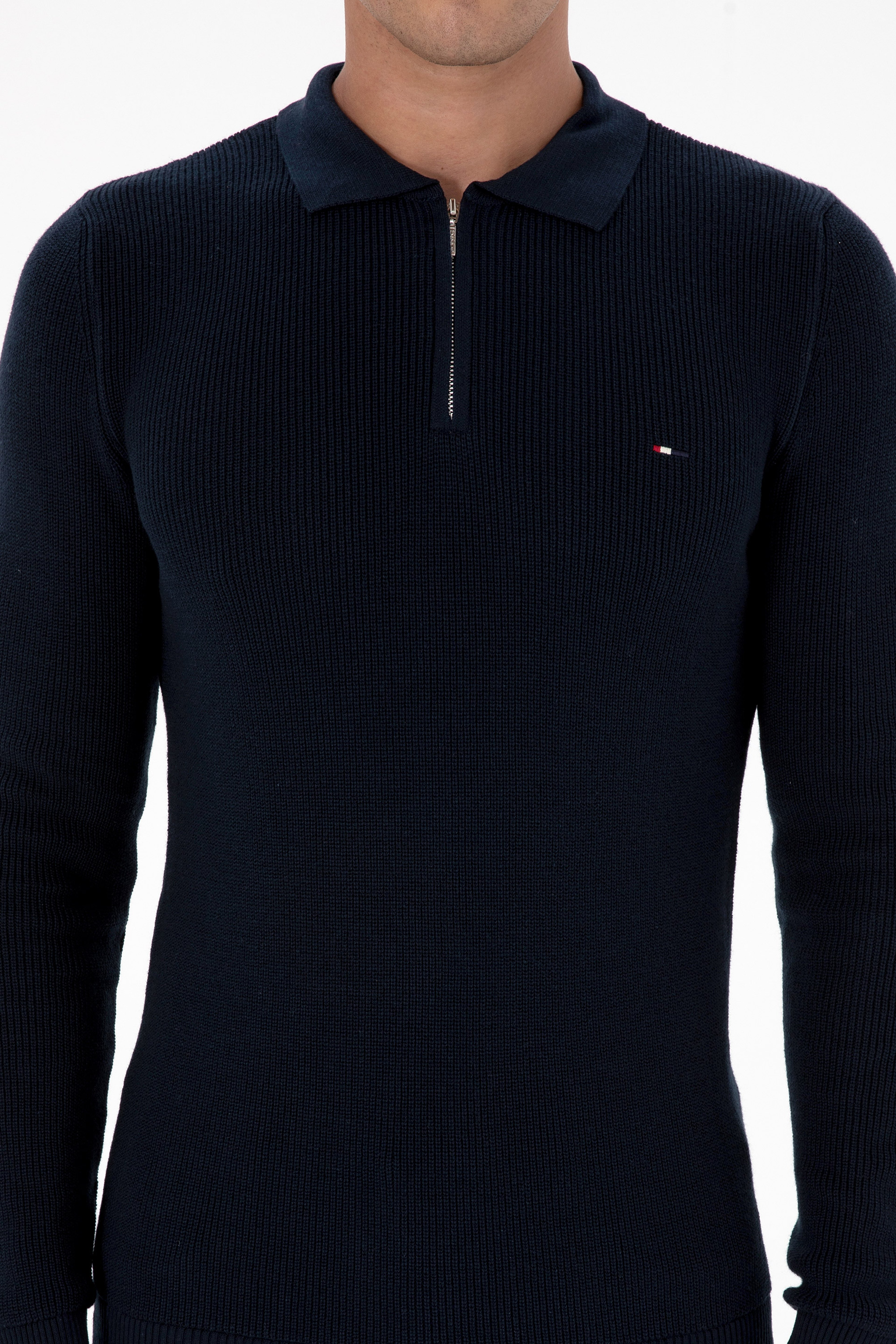 Erkek Regular Fit Yarım Fermuarlı Lacivert Basic Kazak