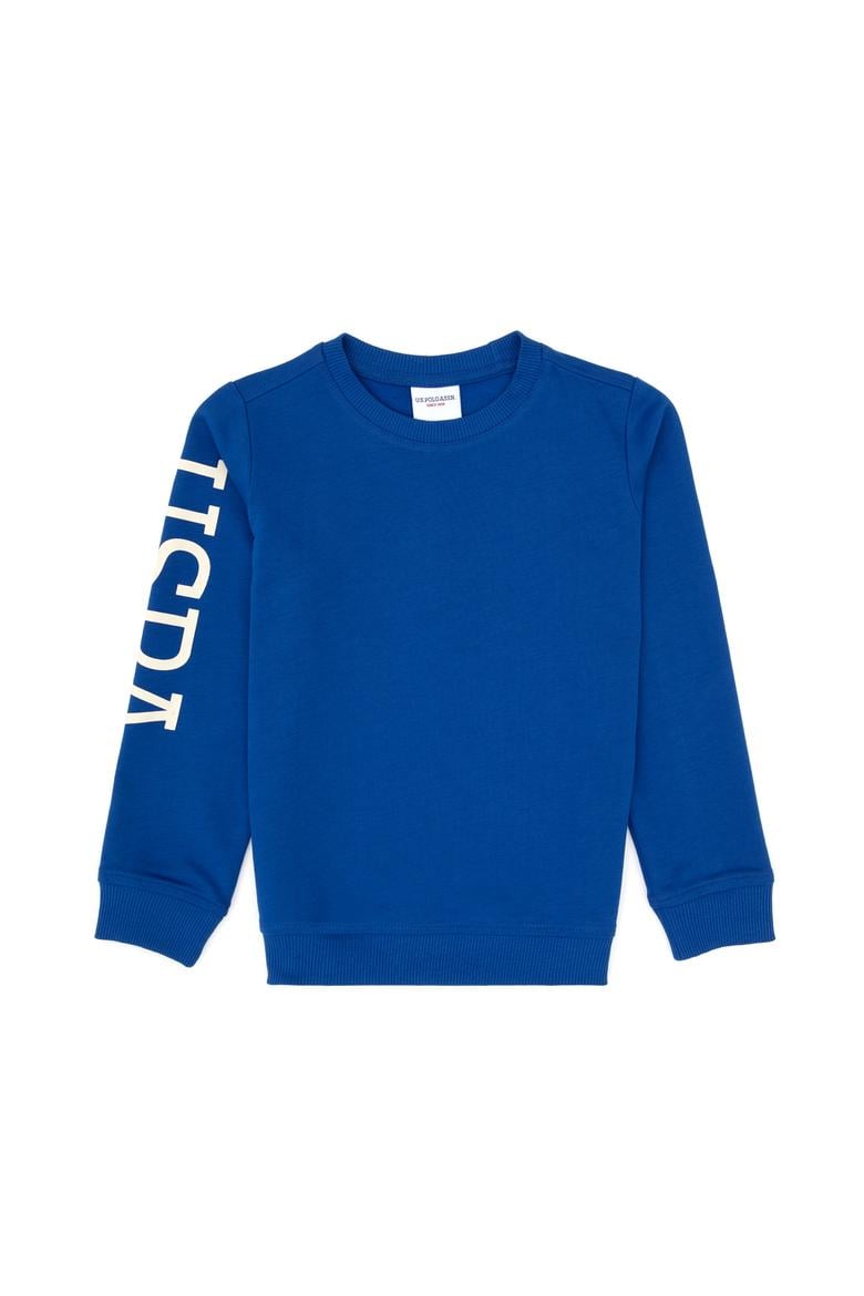 Erkek Çocuk Mavi Basic Bisiklet Yaka Sweatshirt