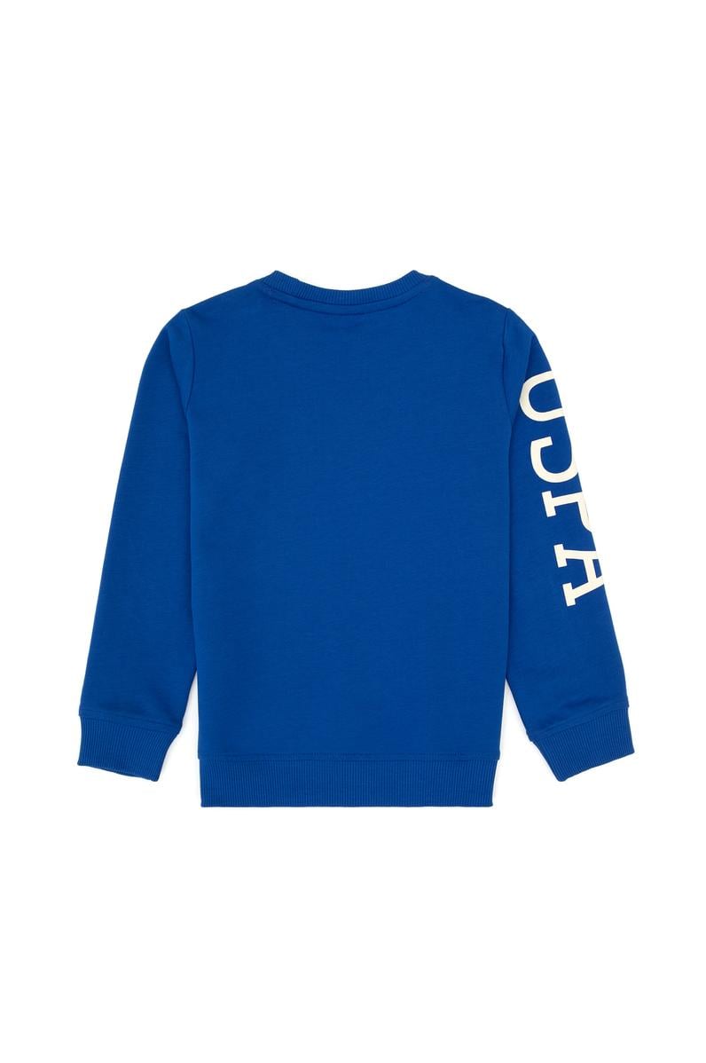Erkek Çocuk Mavi Basic Bisiklet Yaka Sweatshirt