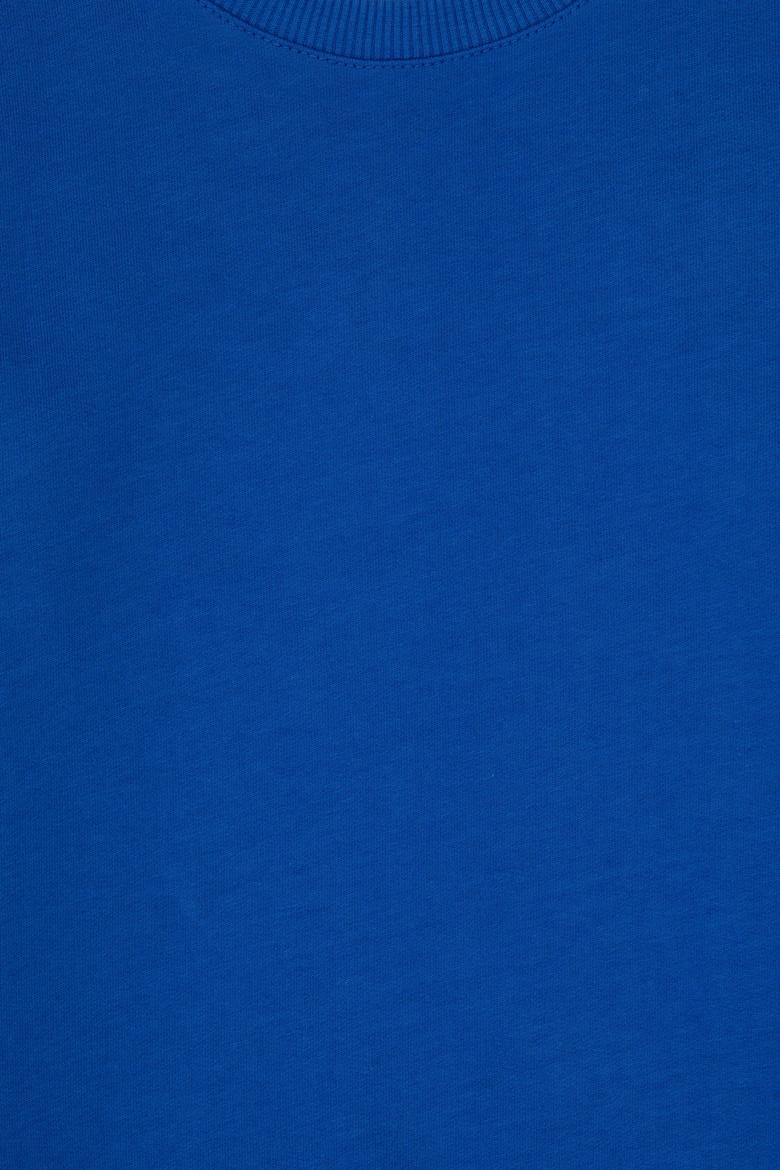 Erkek Çocuk Mavi Basic Bisiklet Yaka Sweatshirt - 50313831060