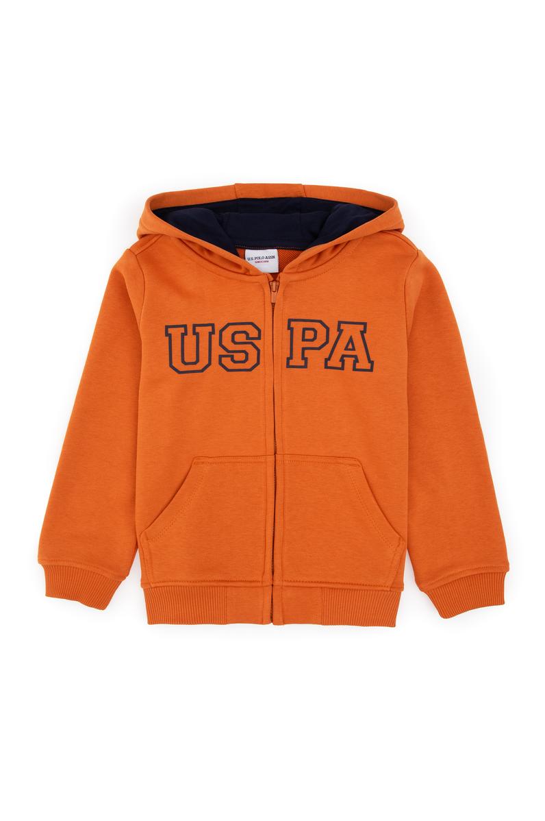 Erkek Çocuk Bakır Örme Fermuarlı Kapüşonlu Hırka