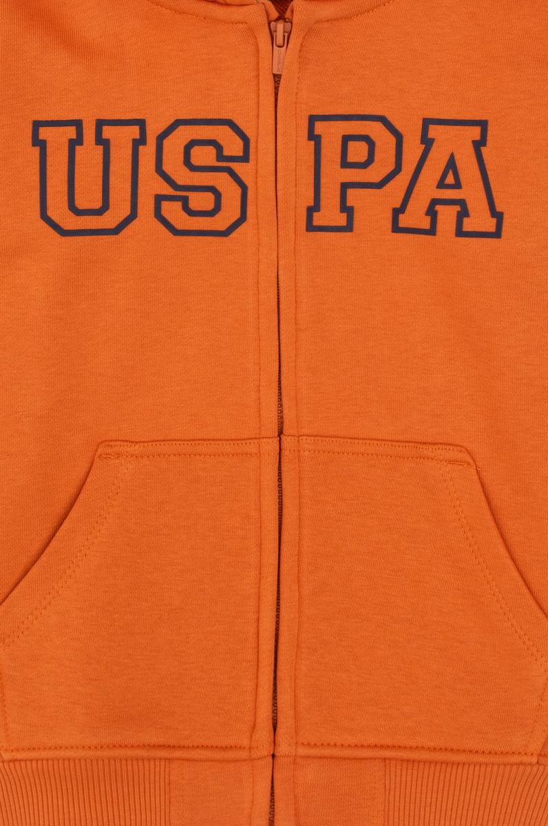 Erkek Çocuk Bakır Örme Fermuarlı Kapüşonlu Hırka