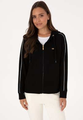Kadın Siyah Fermuarlı Kapüşonlu sweatshirt - 50314187006