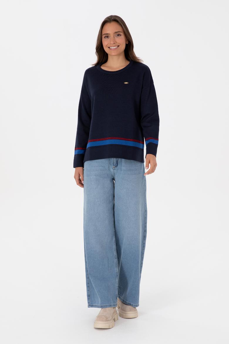 Kadın Lacivert Bisiklet Yaka Kazak - 50314598004