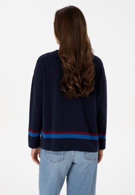 Kadın Lacivert Bisiklet Yaka Kazak - 50314598004