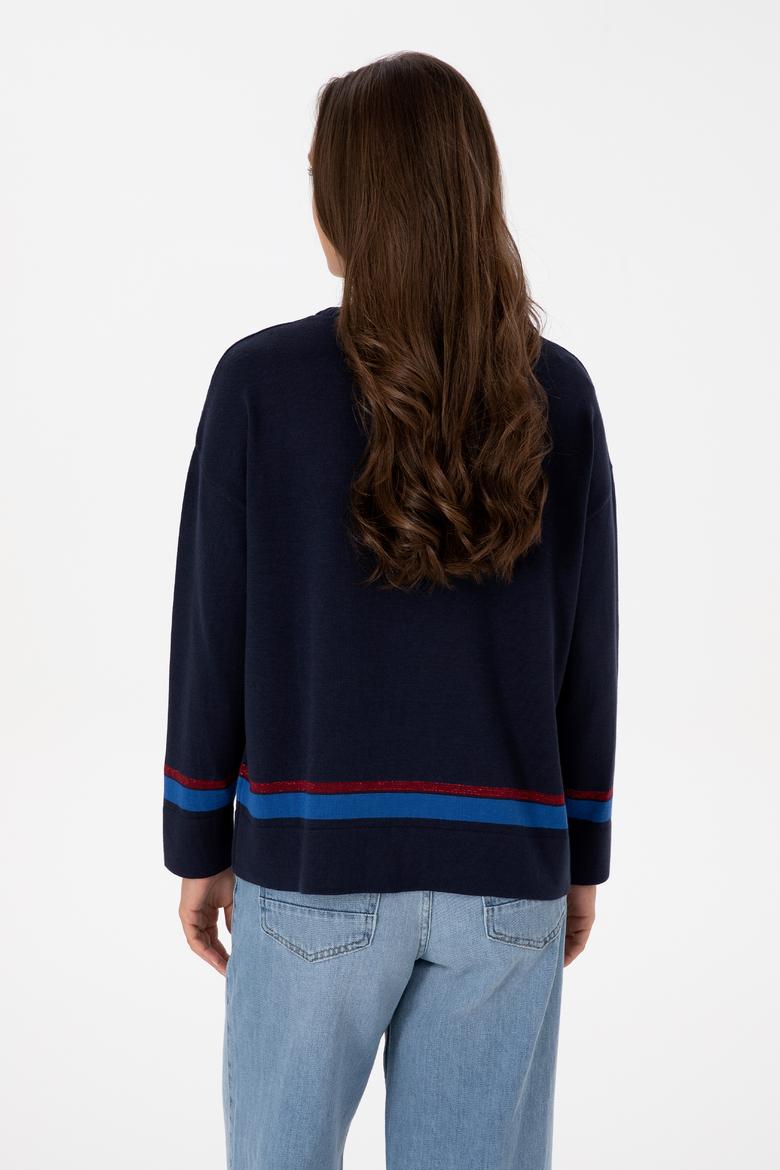 Kadın Lacivert Bisiklet Yaka Kazak - 50314598004