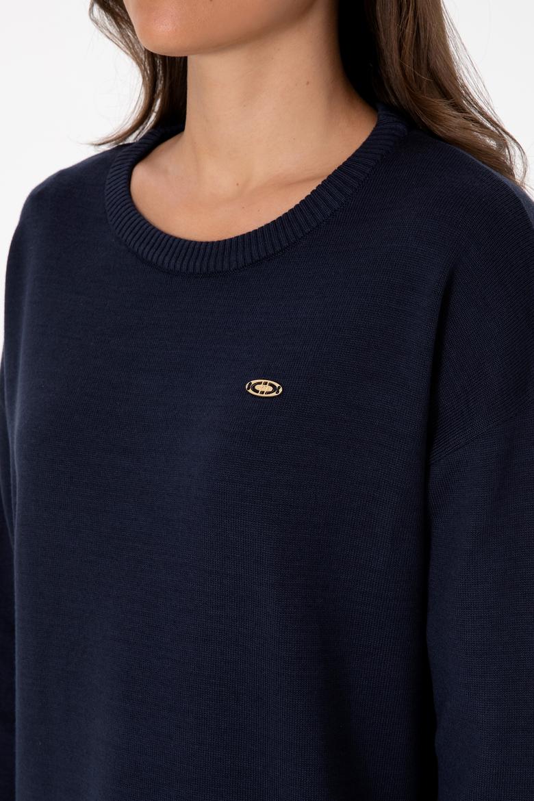 Kadın Lacivert Bisiklet Yaka Kazak - 50314598004