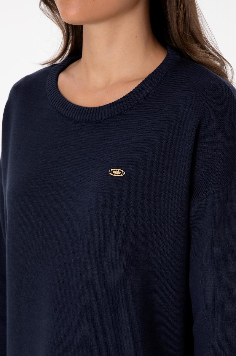 Kadın Lacivert Bisiklet Yaka Kazak