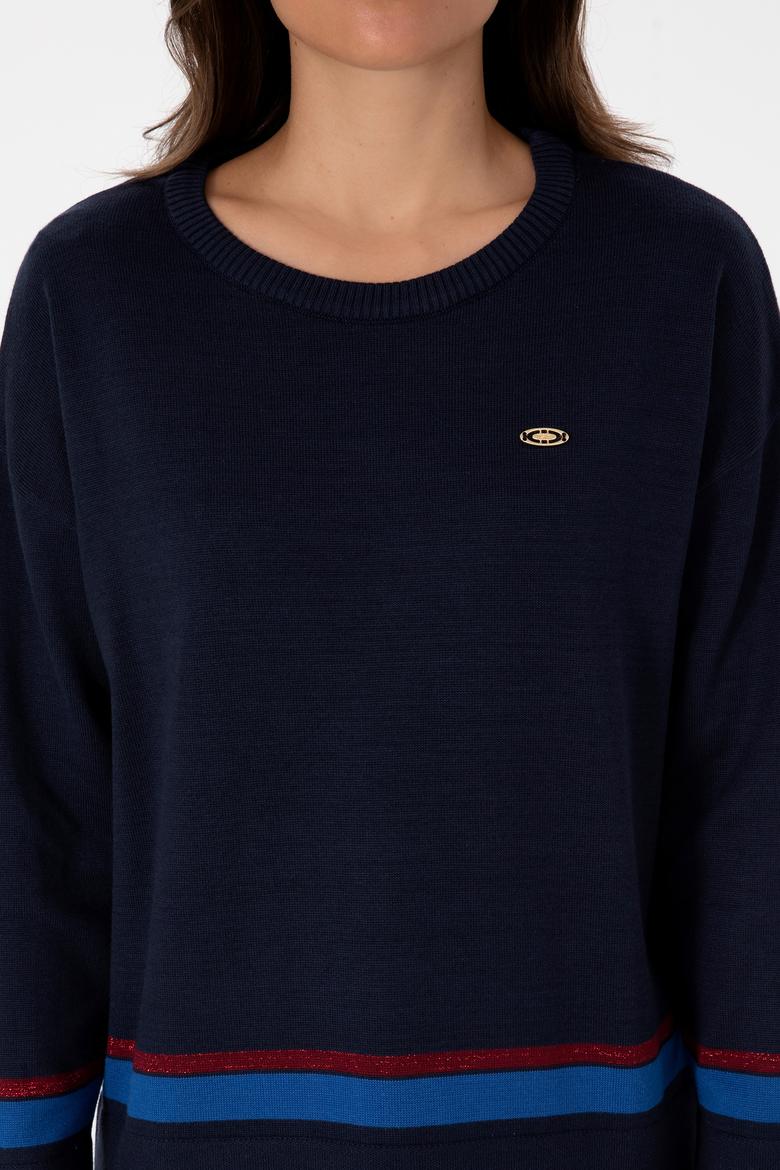 Kadın Lacivert Bisiklet Yaka Kazak - 50314598004