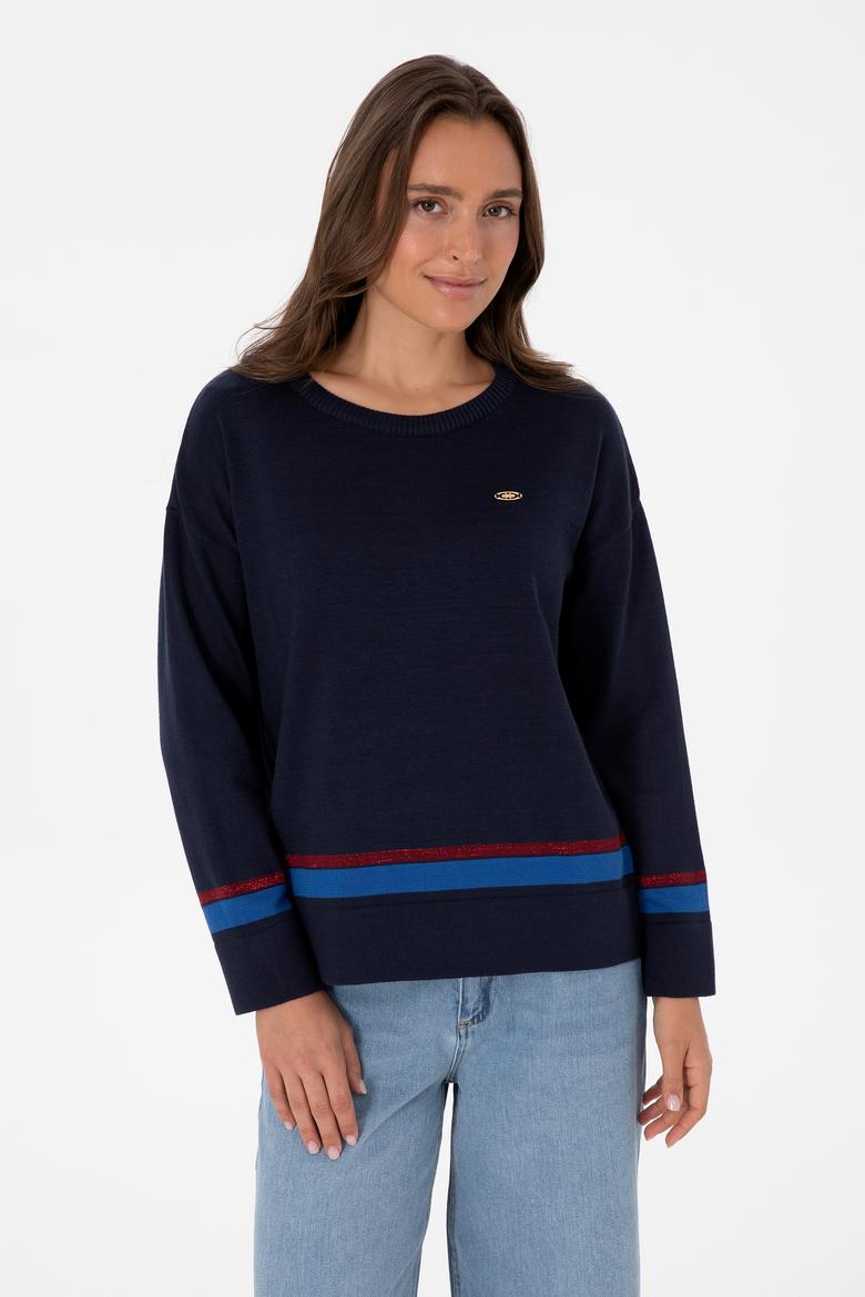 Kadın Lacivert Bisiklet Yaka Kazak - 50314598004