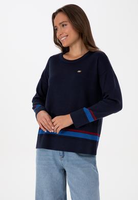 Kadın Lacivert Bisiklet Yaka Kazak - 50314598004