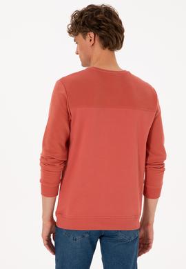 Erkek Regular Fit Bisiklet Yaka Gül Kurusu İnce Sweatshirt - 50315455067