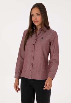 Kadın Bordo Uzun Kollu Basic Gömlek - 50316711043
