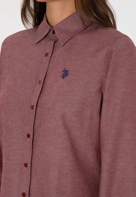 Kadın Bordo Uzun Kollu Basic Gömlek - 50316711043