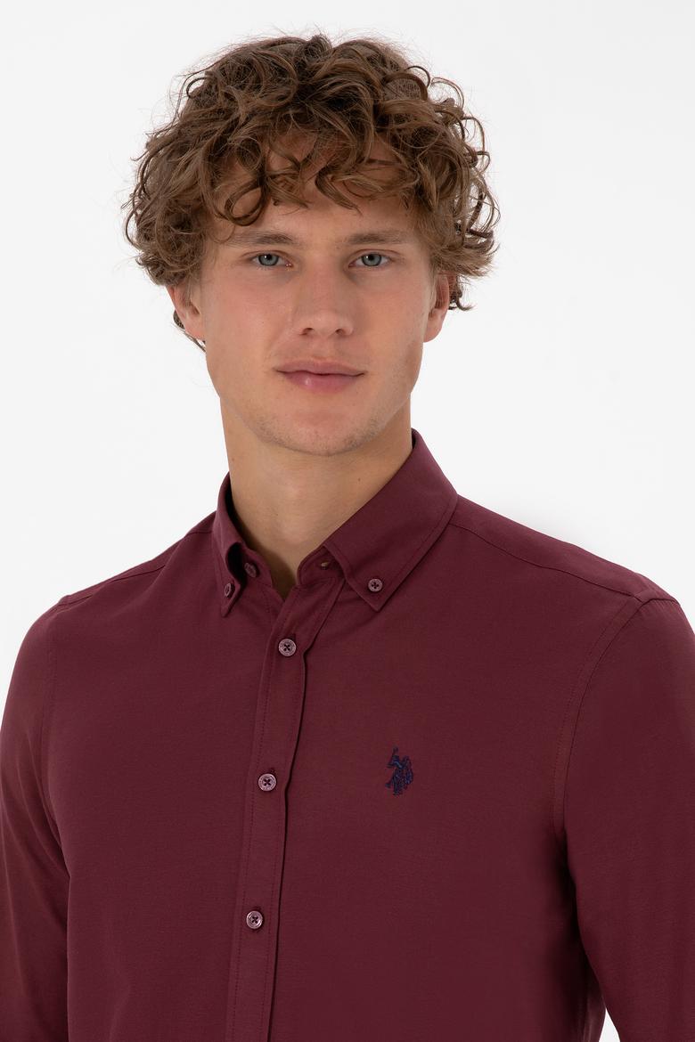 Erkek Bordo Uzun Kollu Basic Gömlek - 50316723054