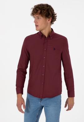 Erkek Bordo Uzun Kollu Basic Gömlek - 50316723054