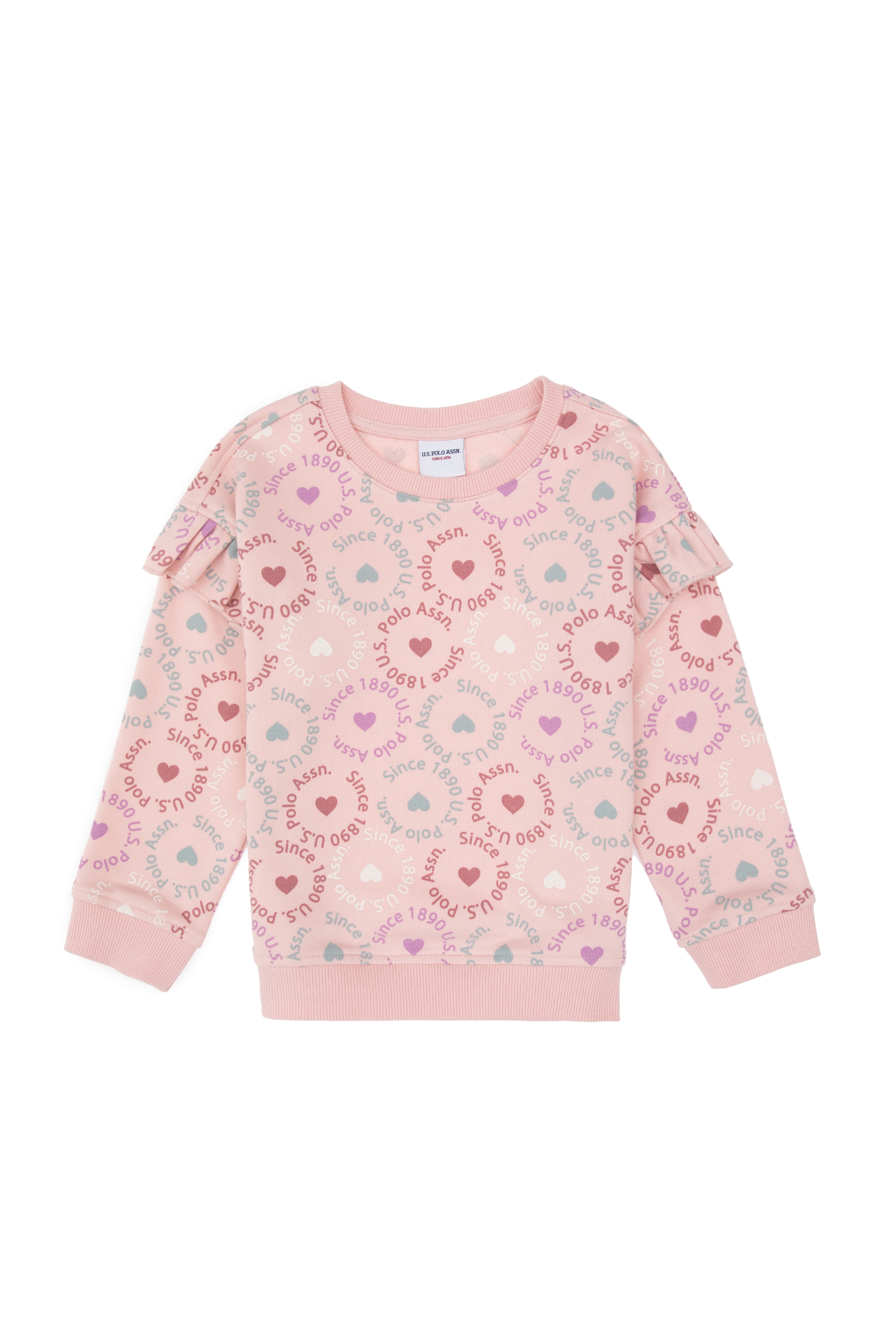 Kız Çocuk Pudra Bisiklet Yaka Sweatshirt