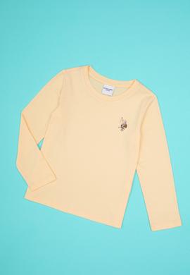 Kız Çocuk Sarı Bisiklet Yaka Basic Sweatshirt - 50317915027