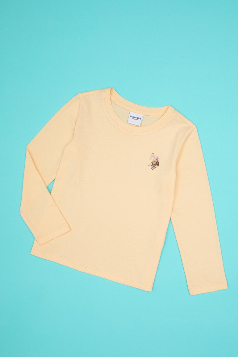 Kız Çocuk Sarı Bisiklet Yaka Basic Sweatshirt - 50317915027