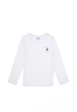 Kız Çocuk Beyaz Bisiklet Yaka Basic Sweatshirt - 50317915008