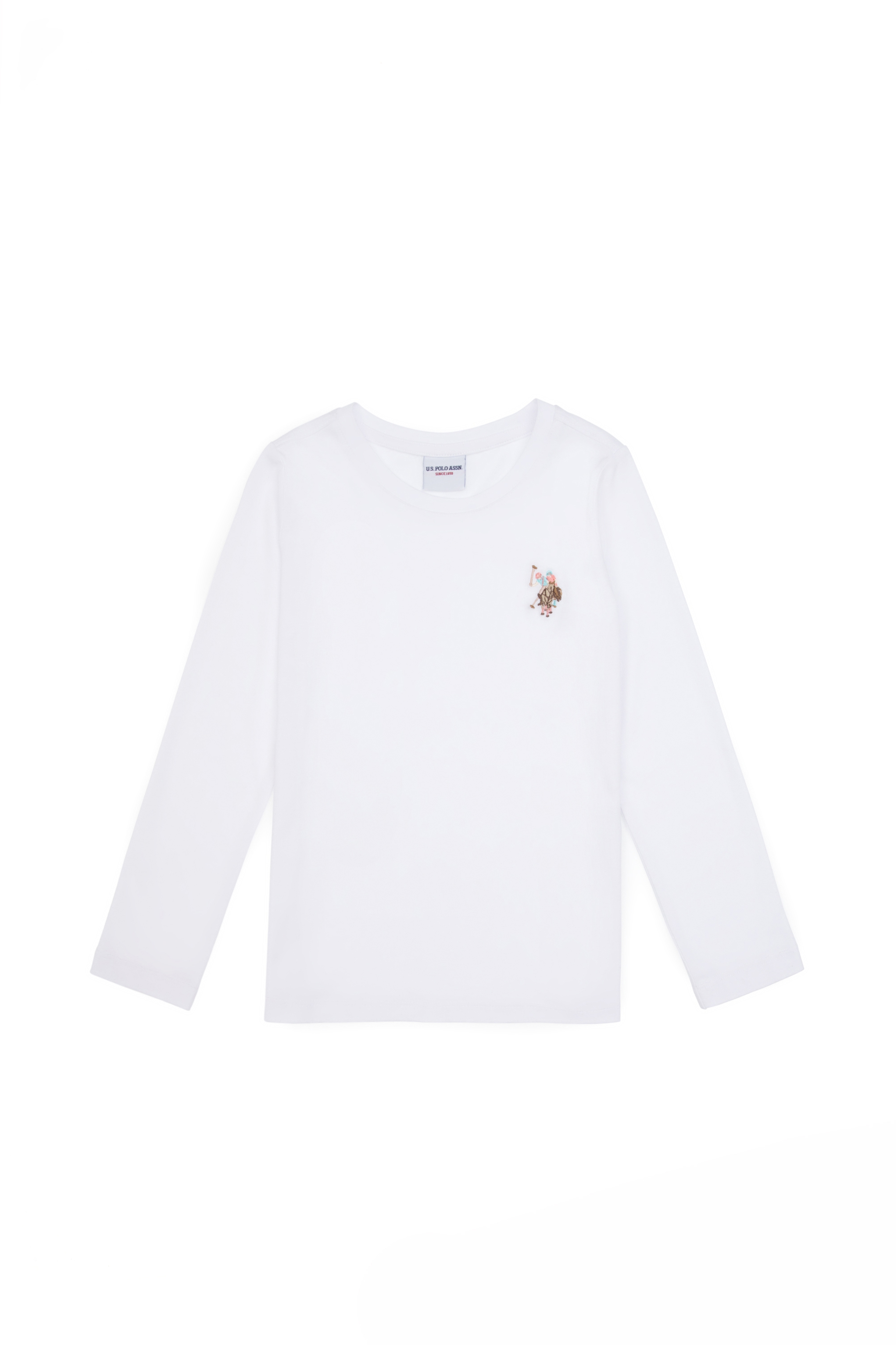 Kız Çocuk Beyaz Bisiklet Yaka Basic Sweatshirt - Image 4