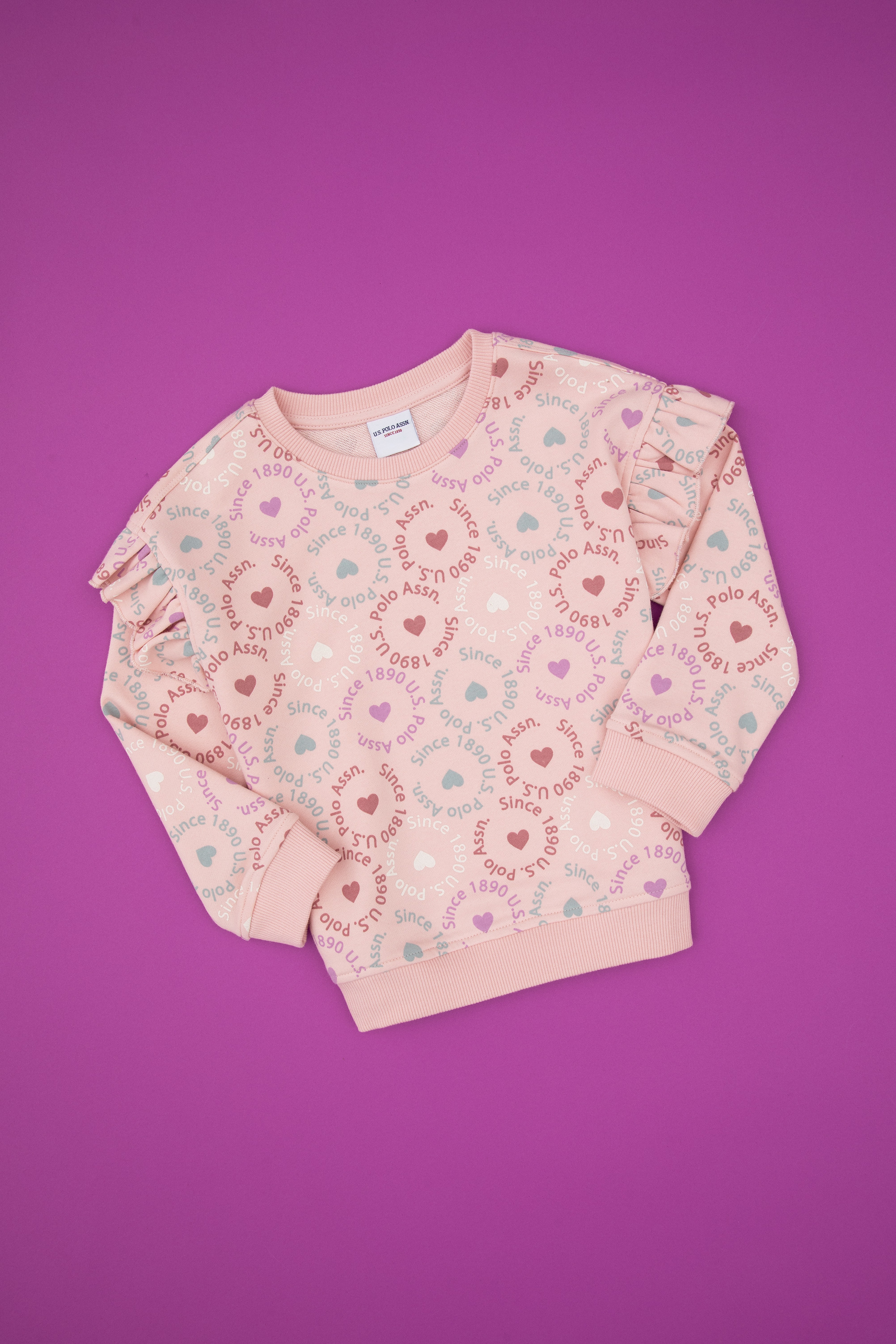 Kız Çocuk Pudra Bisiklet Yaka Sweatshirt - Image 3