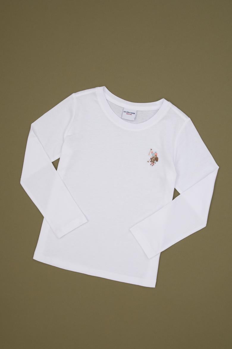 Kız Çocuk Beyaz Bisiklet Yaka Basic Sweatshirt - 50317915008