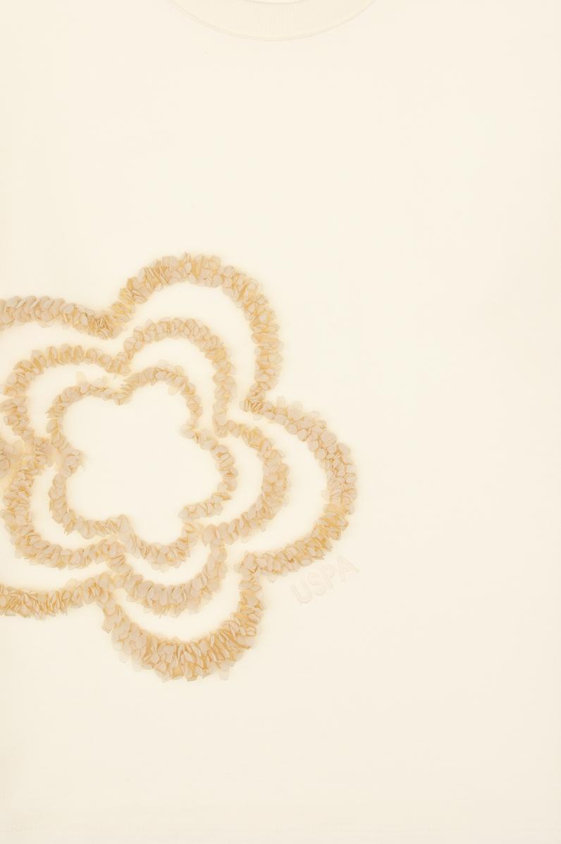 Kız Çocuk Krem Bisiklet Yaka Sweatshirt