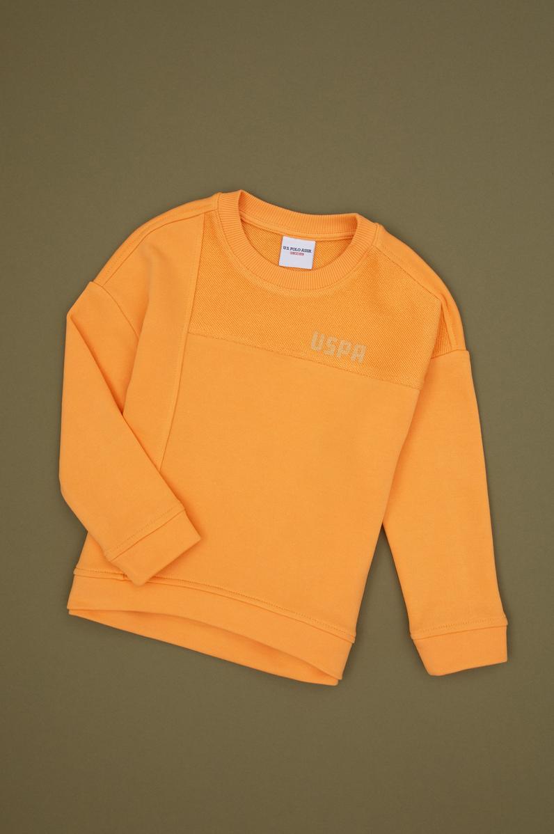 Kız Çocuk Turuncu Bisiklet Yaka Sweatshirt