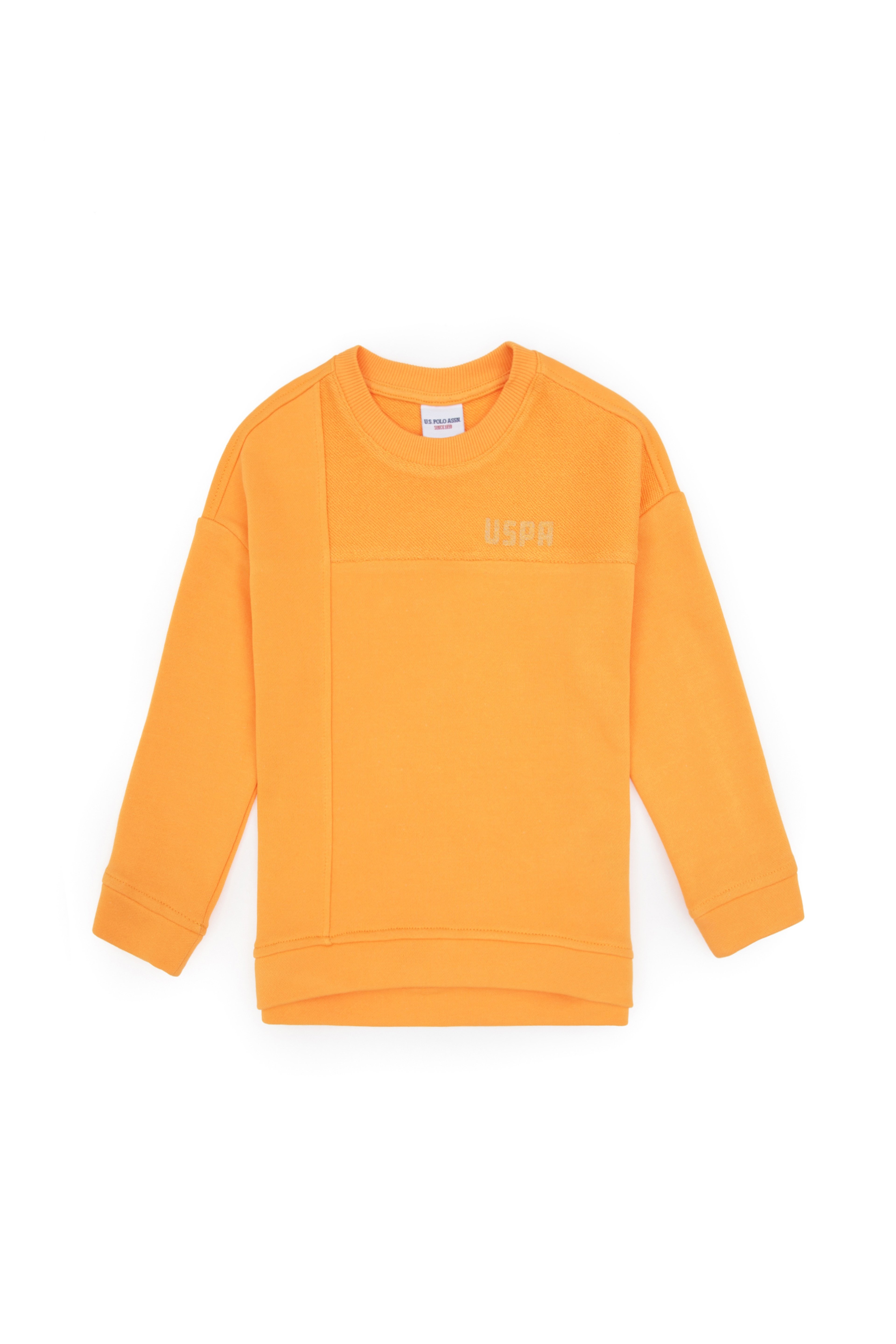 Kız Çocuk Turuncu Bisiklet Yaka Sweatshirt - Image 4