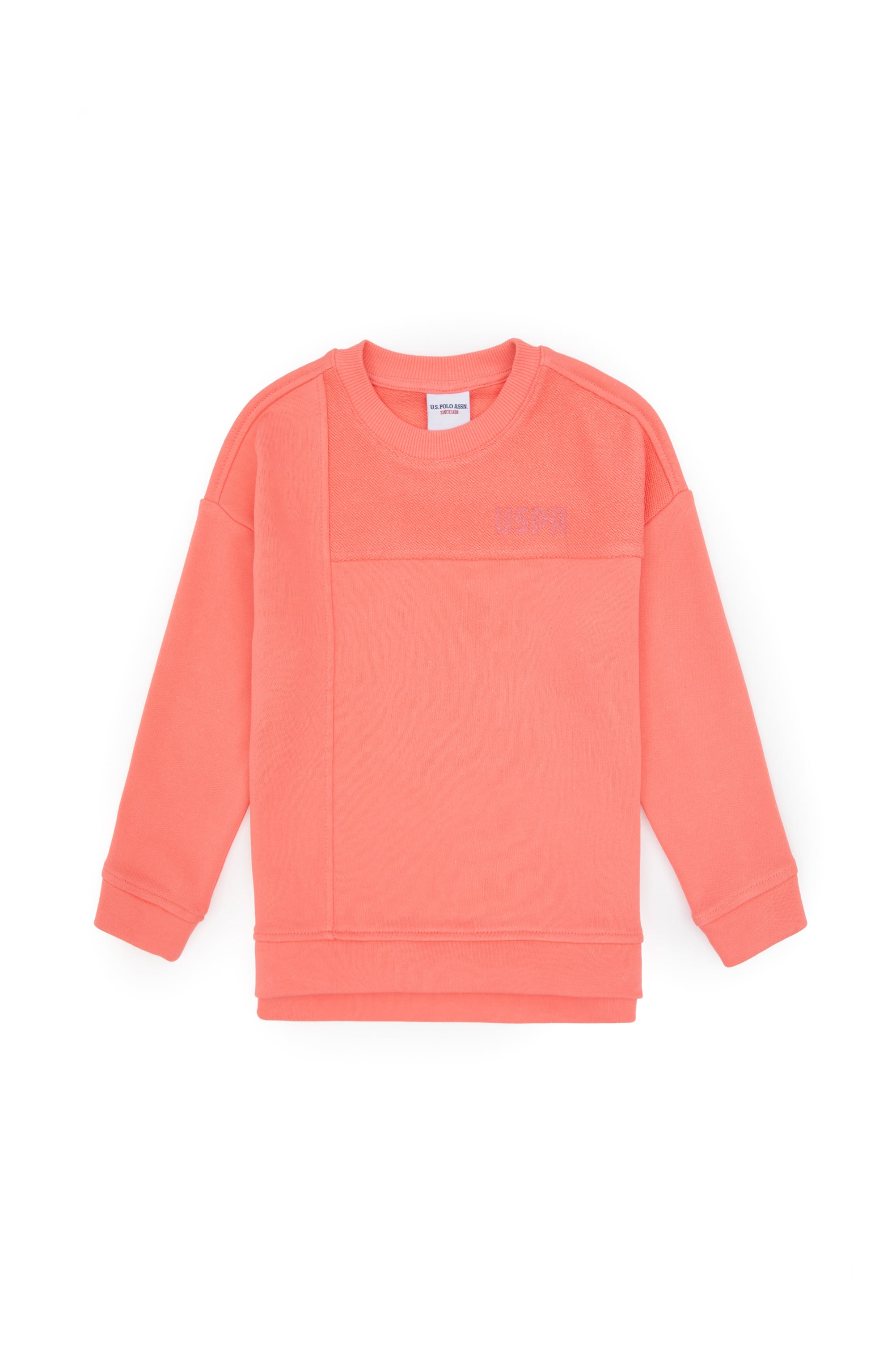 Kız Çocuk Neon Pembe Bisiklet Yaka Sweatshirt