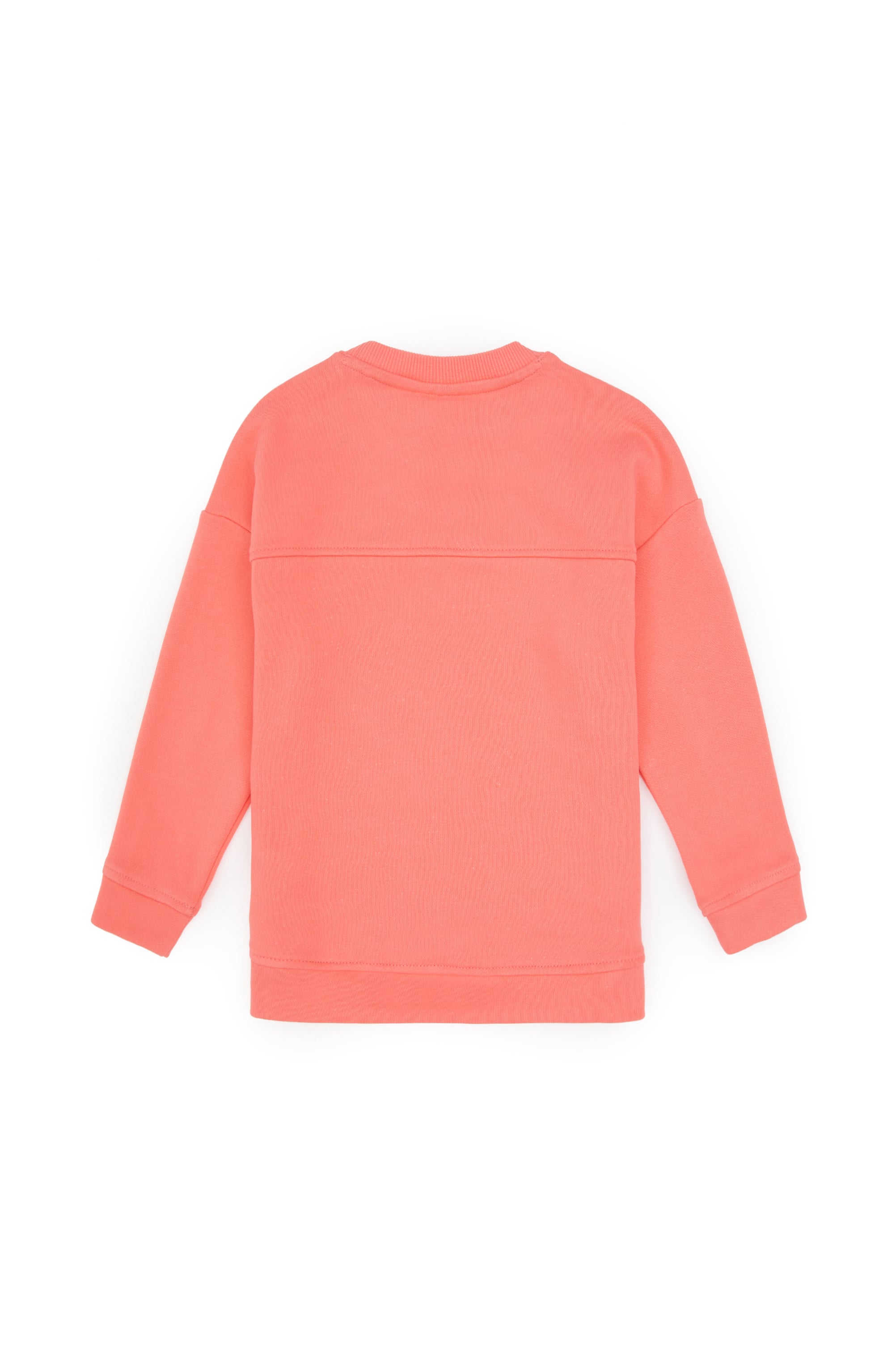 Kız Çocuk Neon Pembe Bisiklet Yaka Sweatshirt