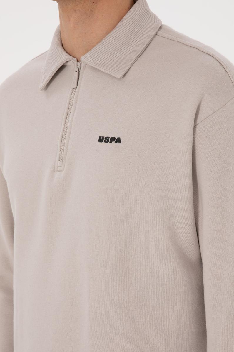 Erkek Regular Fit Yarım Fermuarlı Şardonlu Taş Basic Sweatshirt