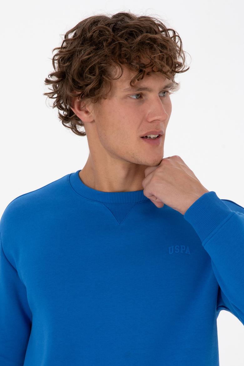 Erkek Comfort Fit Bisiklet Yaka Şardonlu Saks Basic Sweatshirt - 50313757253