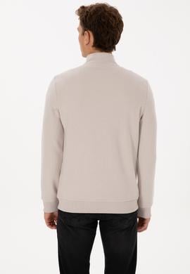 Erkek Regular Fit Yarım Fermuarlı Taş Basic Sweatshirt - 50313802067