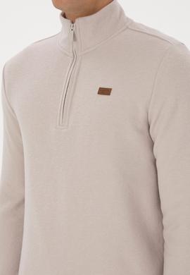 Erkek Regular Fit Yarım Fermuarlı Taş Basic Sweatshirt - 50313802067