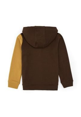 Erkek Çocuk Kahverengi Fermuarlı Kapüşonlu Sweatshirt - 50316427022