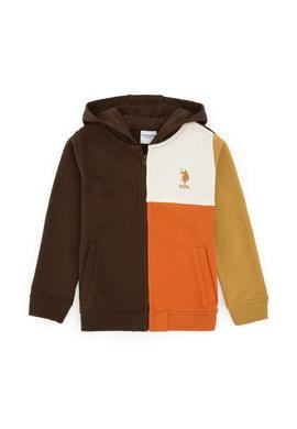 Erkek Çocuk Kahverengi Fermuarlı Kapüşonlu Sweatshirt - 50316427022