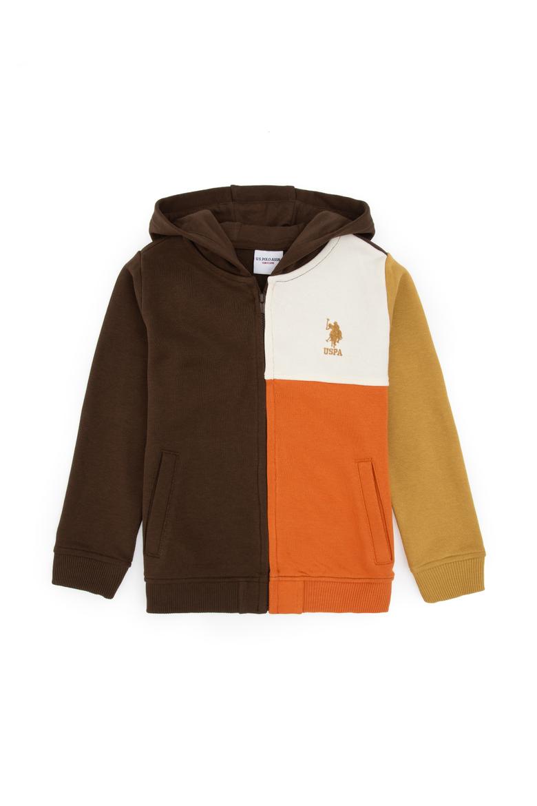 Erkek Çocuk Kahverengi Fermuarlı Kapüşonlu Sweatshirt - 50316427022