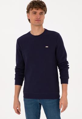 Erkek Bisiklet Yaka Regular Fit Petek Dokulu Mürdüm Sweatshirt - 50316304009