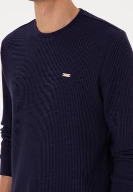 Erkek Bisiklet Yaka Regular Fit Petek Dokulu Mürdüm Sweatshirt - 50316304009