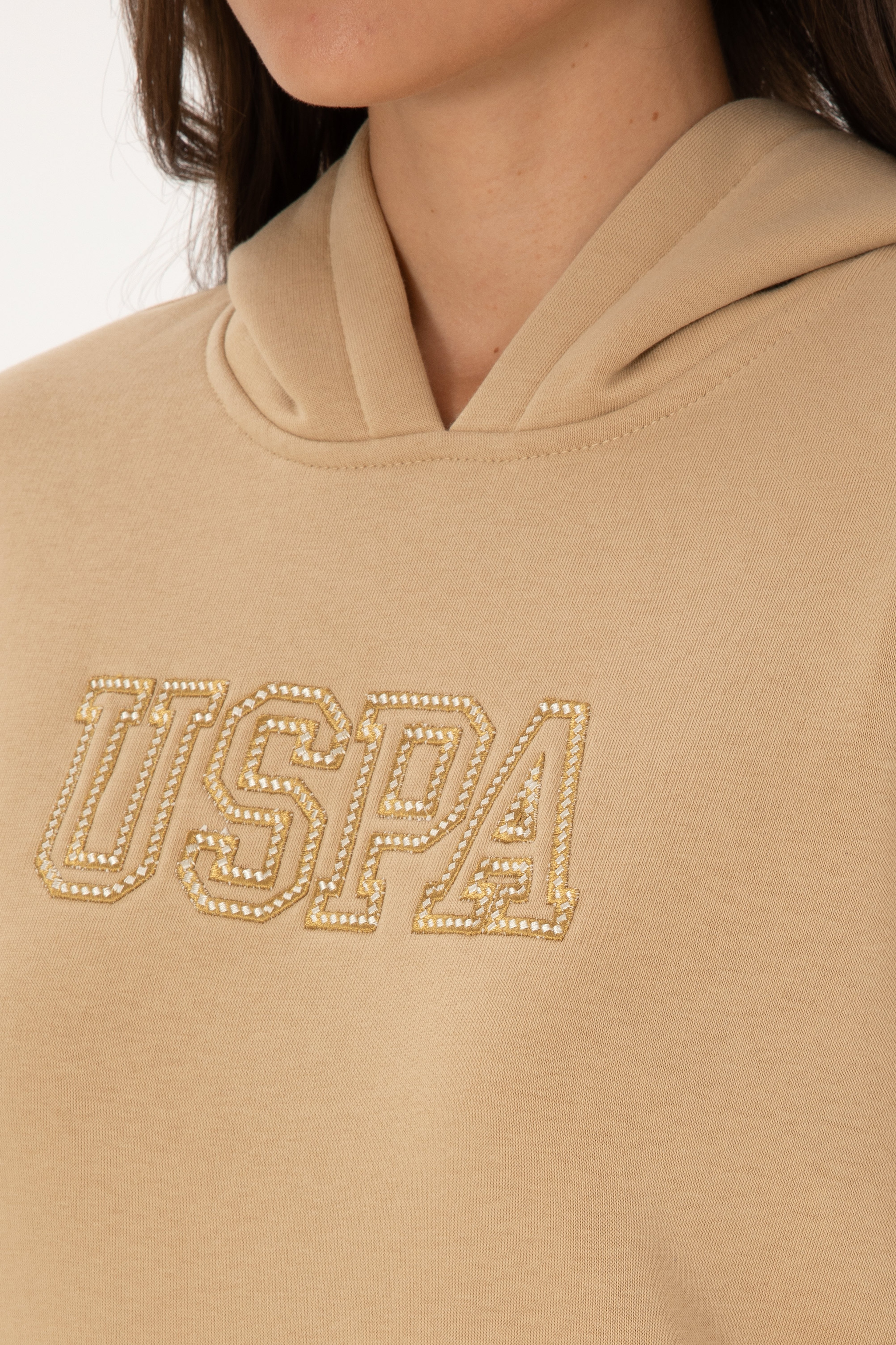 Kadın Kum Şardonlu Kapüşonlu Basic Sweatshirt - Image 7