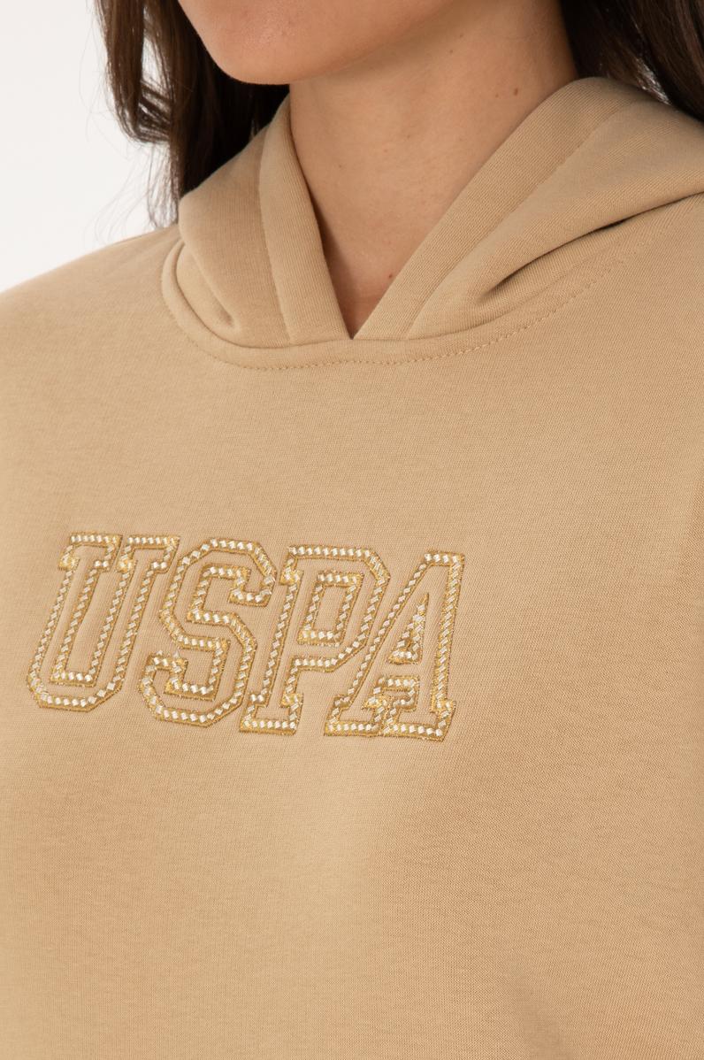 Kadın Kum Şardonlu Kapüşonlu Basic Sweatshirt