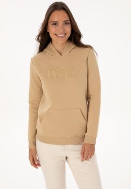 Kadın Kum Şardonlu Kapüşonlu Basic Sweatshirt - 50313566111